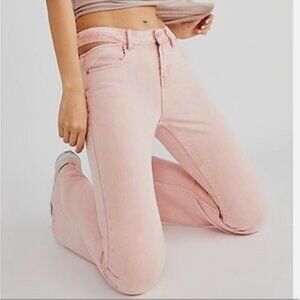 Milk It Baby Flare‎ x Free People Cut Out Waist Jeans in Pink